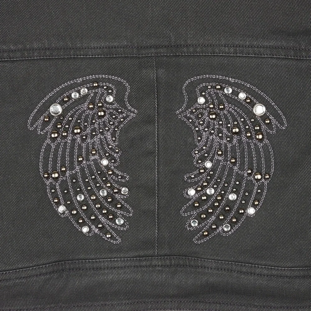 Vintage‎ Limited Too Girls 12 Gray Denim Bolero Shrug Angel Wings Y2K McBling